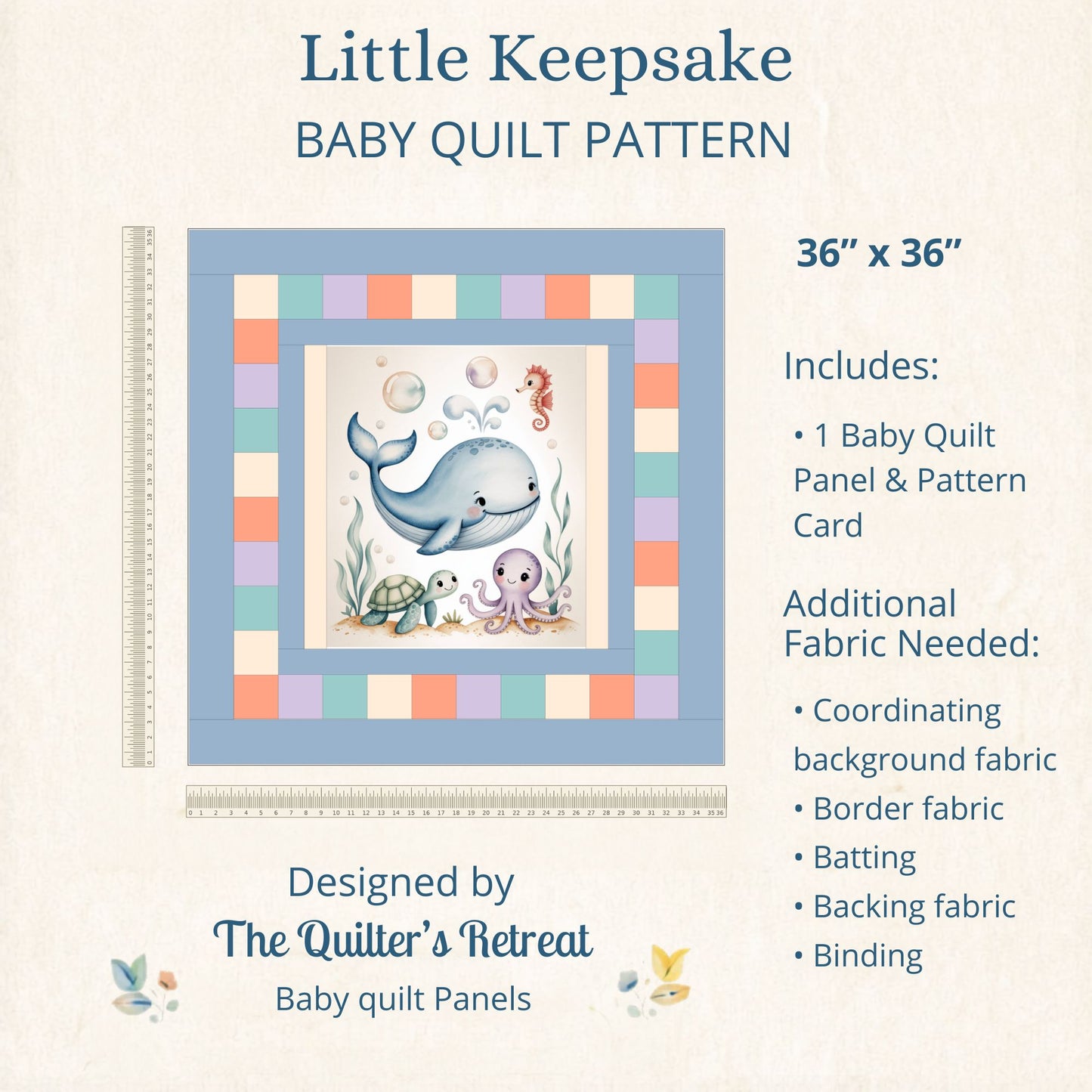 Baby Ocean Friends Baby Quilt Panel + Pattern