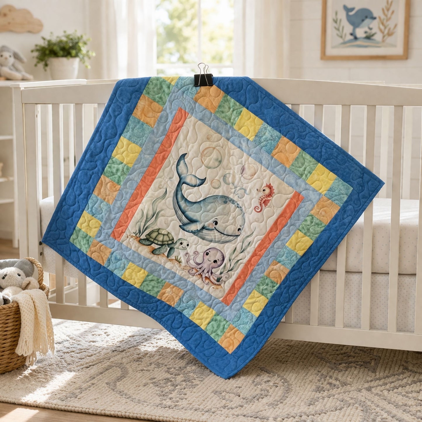 Baby Ocean Friends Baby Quilt Panel + Pattern