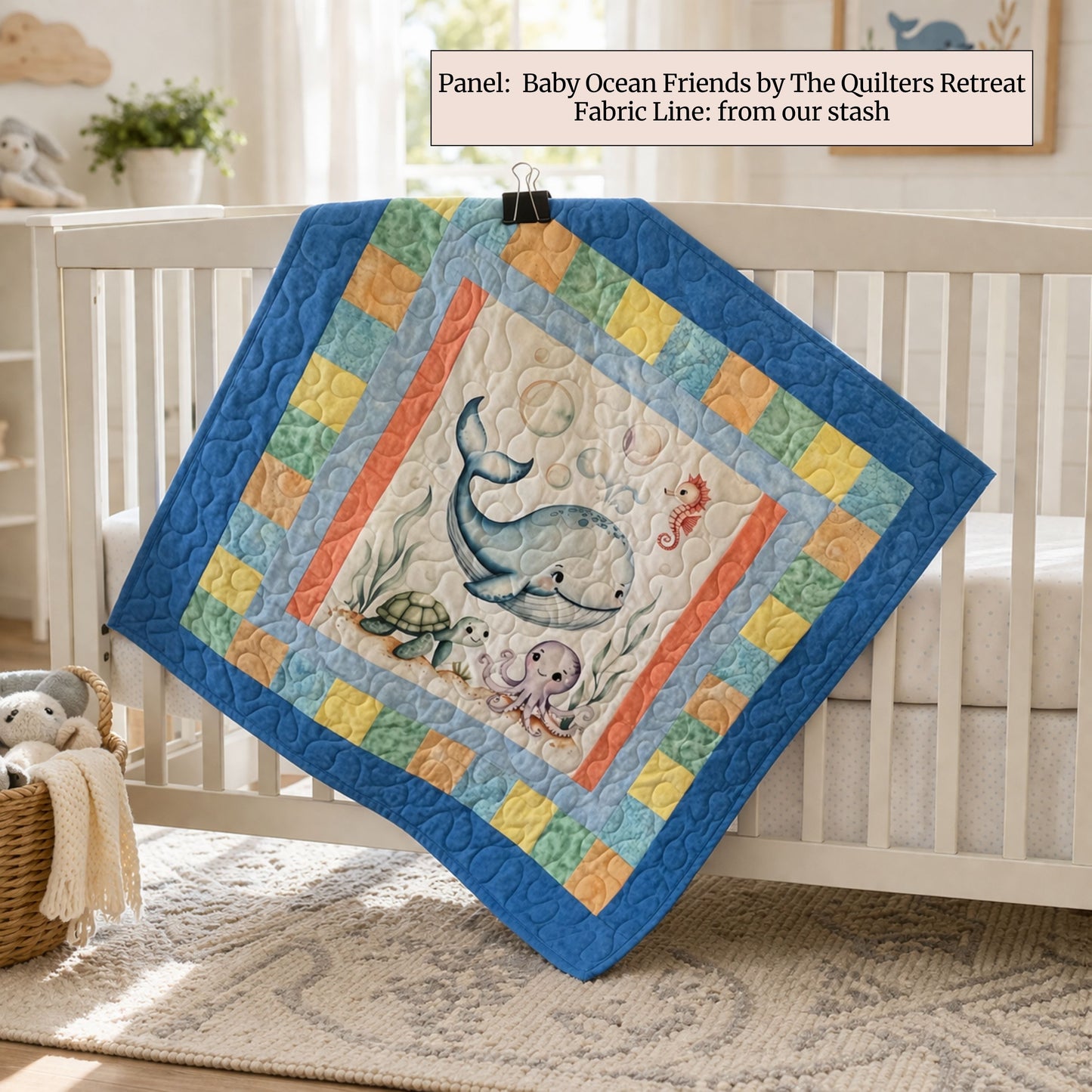 Baby Ocean Friends Baby Quilt Panel + Pattern