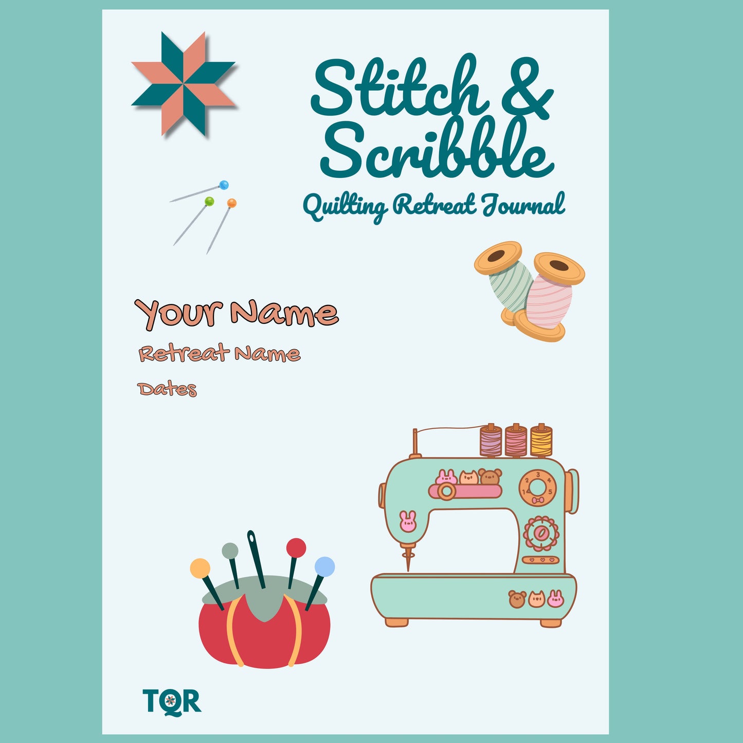 Stitch & Scribble Quilting Retreat Journal – Funny & Personalized Quilt Planner for Retreats – Travel Organizer for Quilters