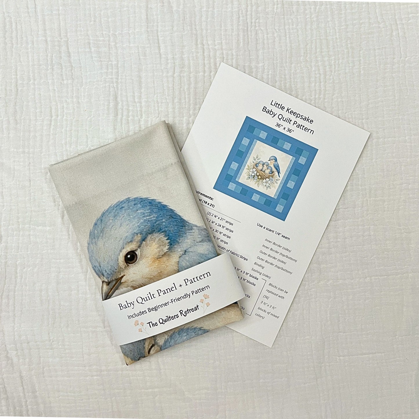 Bluebird Nest Baby Quilt Panel + Pattern
