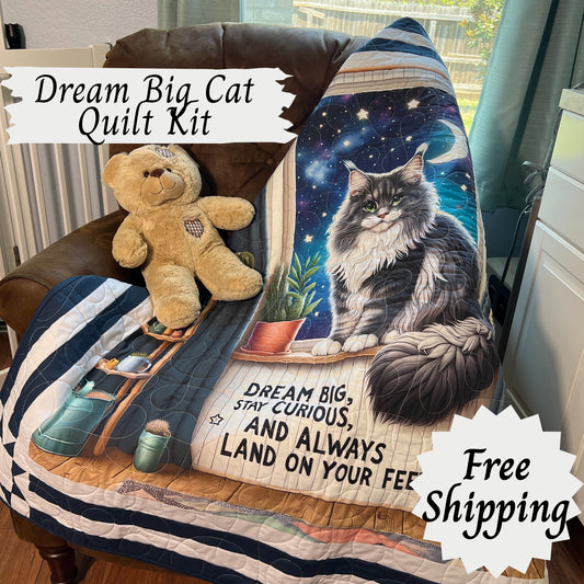 Dream Big Cat Beginner Quilt Kit – 48” x 53”