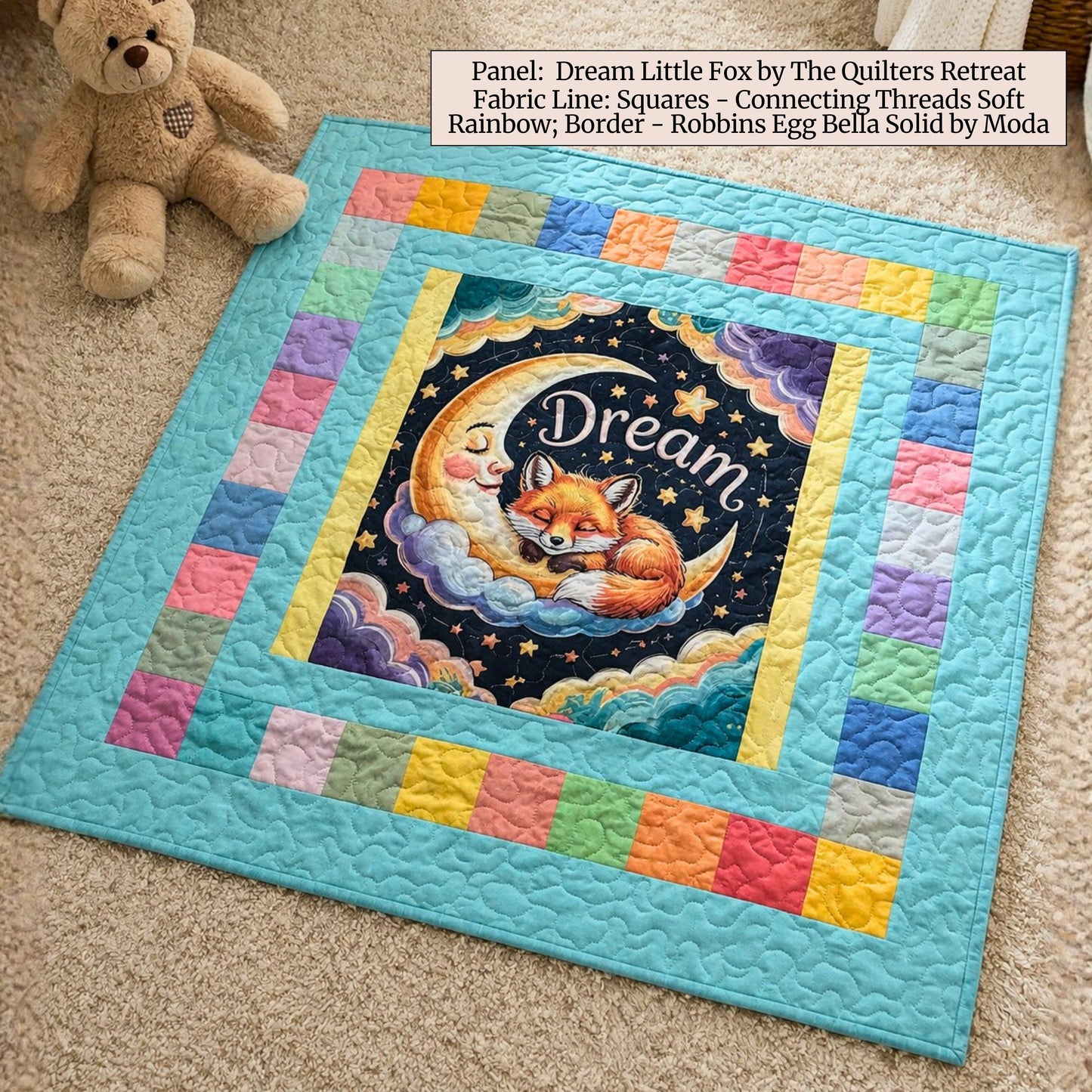 Dream Little Fox Baby Fabric Panel + Baby Quilt Pattern