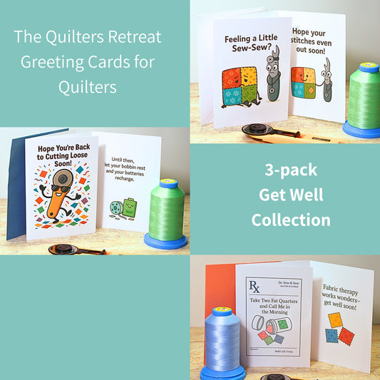 Get Well Card Set for Quilters – 3-Pack Funny Quilting Greeting Cards