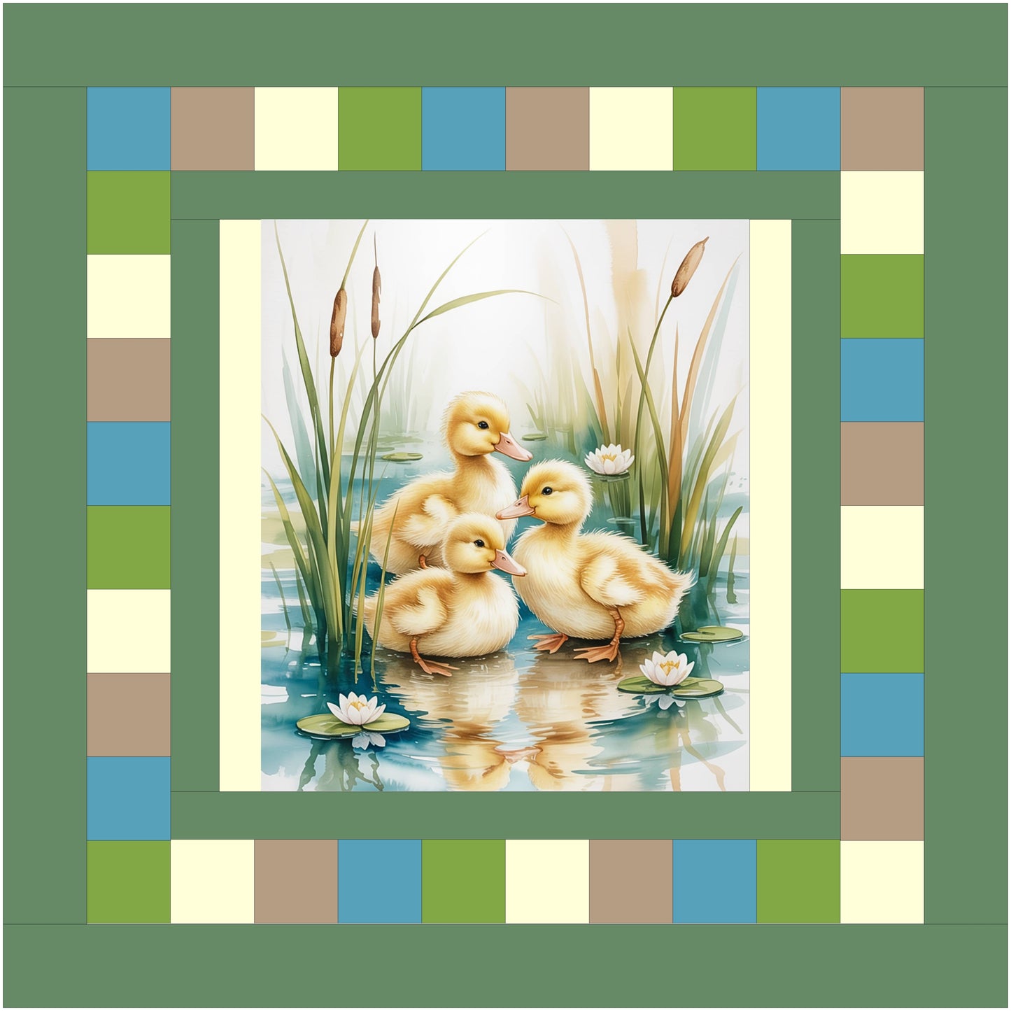 Little Marsh Ducklings Baby Quilt Panel + Pattern