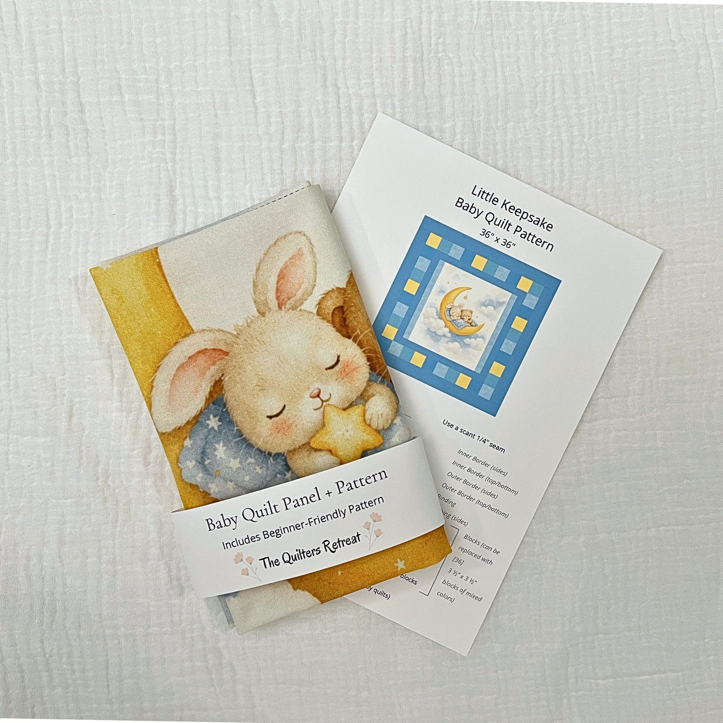 Moonlit Bunny & Bear Baby Quilt Panel + Pattern