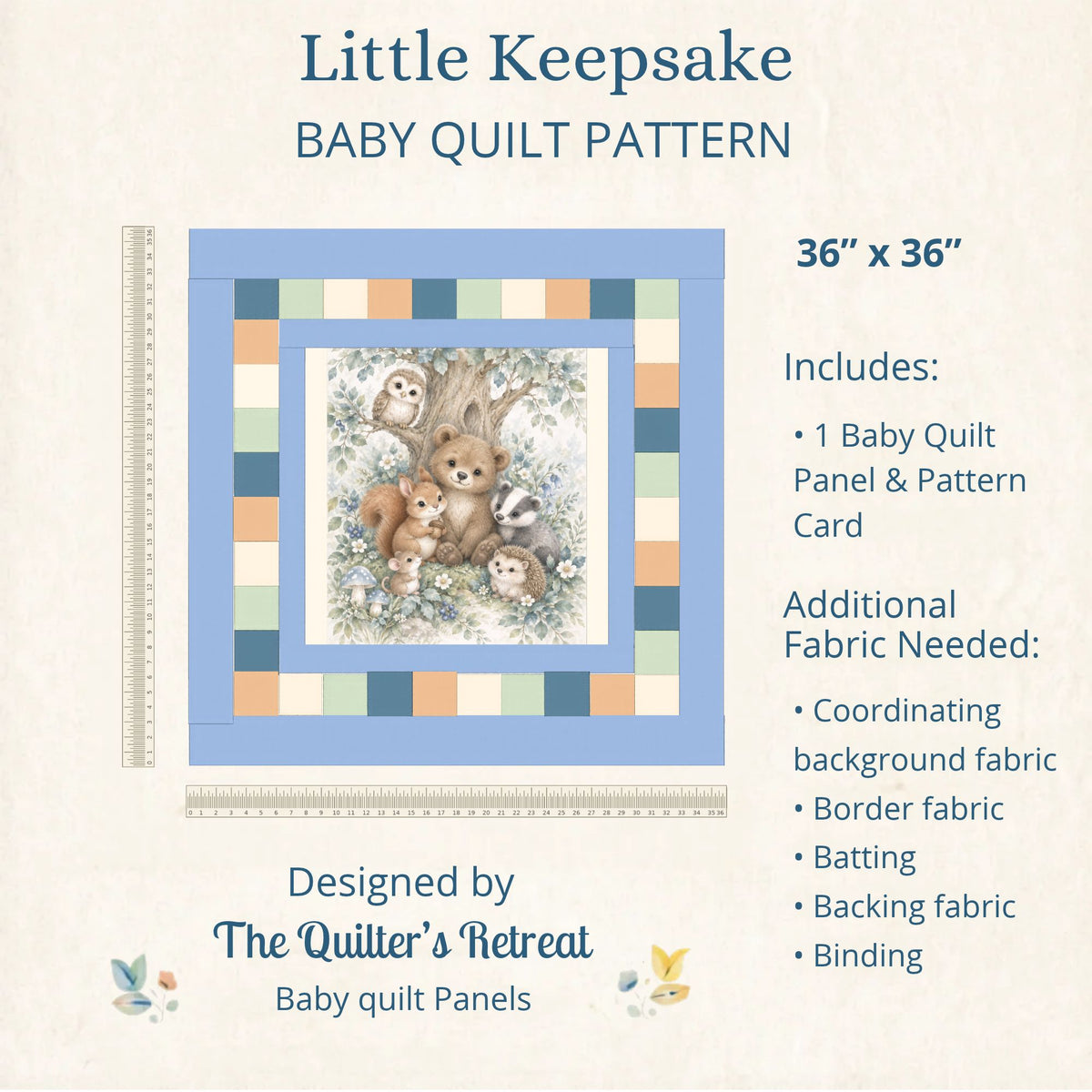 Old Oak Tree Friends Baby Quilt Panel + Pattern