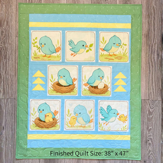 Little Birdie Storybook Quilt Kit – Includes Panel, Coordinated Fabric and Pattern