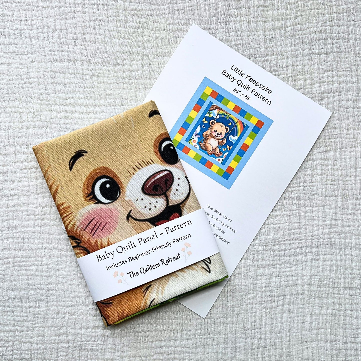 Rainbow Bear Baby Quilt Panel/Pattern and Quilt Kit