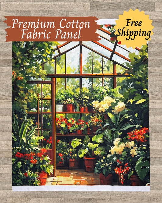 The Secret Greenhouse Quilt Panel – 36” x 42” Nature-Inspired Fabric Panel with Pattern