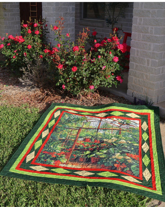 The Secret Greenhouse Quilt Kit – Includes Panel, Coordinated Fabric, Pattern & Foundation Paper Templates