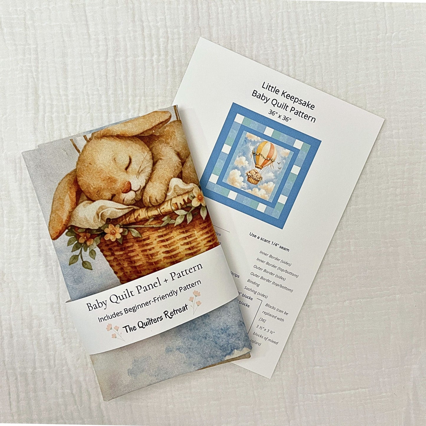 Sleepy Bunny Balloon Baby Quilt Panel + Pattern
