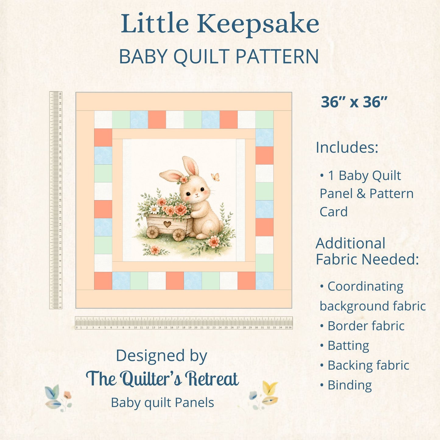 Sweet Blossom Bunny Baby Quilt Panel + Pattern