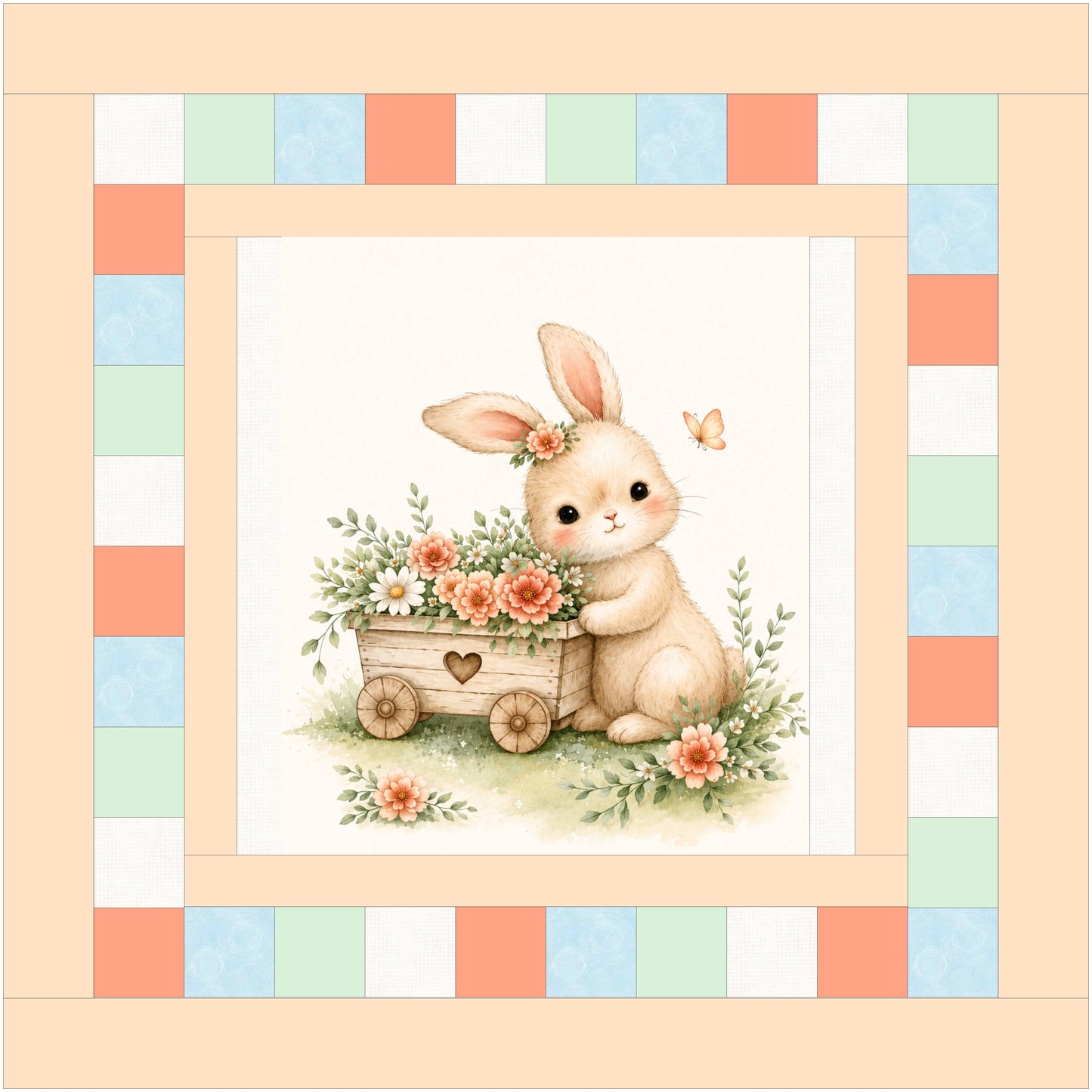 Sweet Blossom Bunny Baby Quilt Panel + Pattern