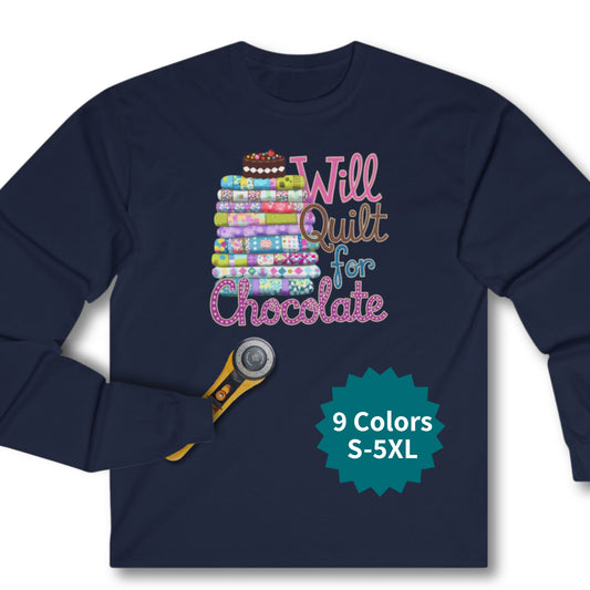 Will Quilt for Chocolate Long-Sleeve Tee – Sweet Quilter Style
