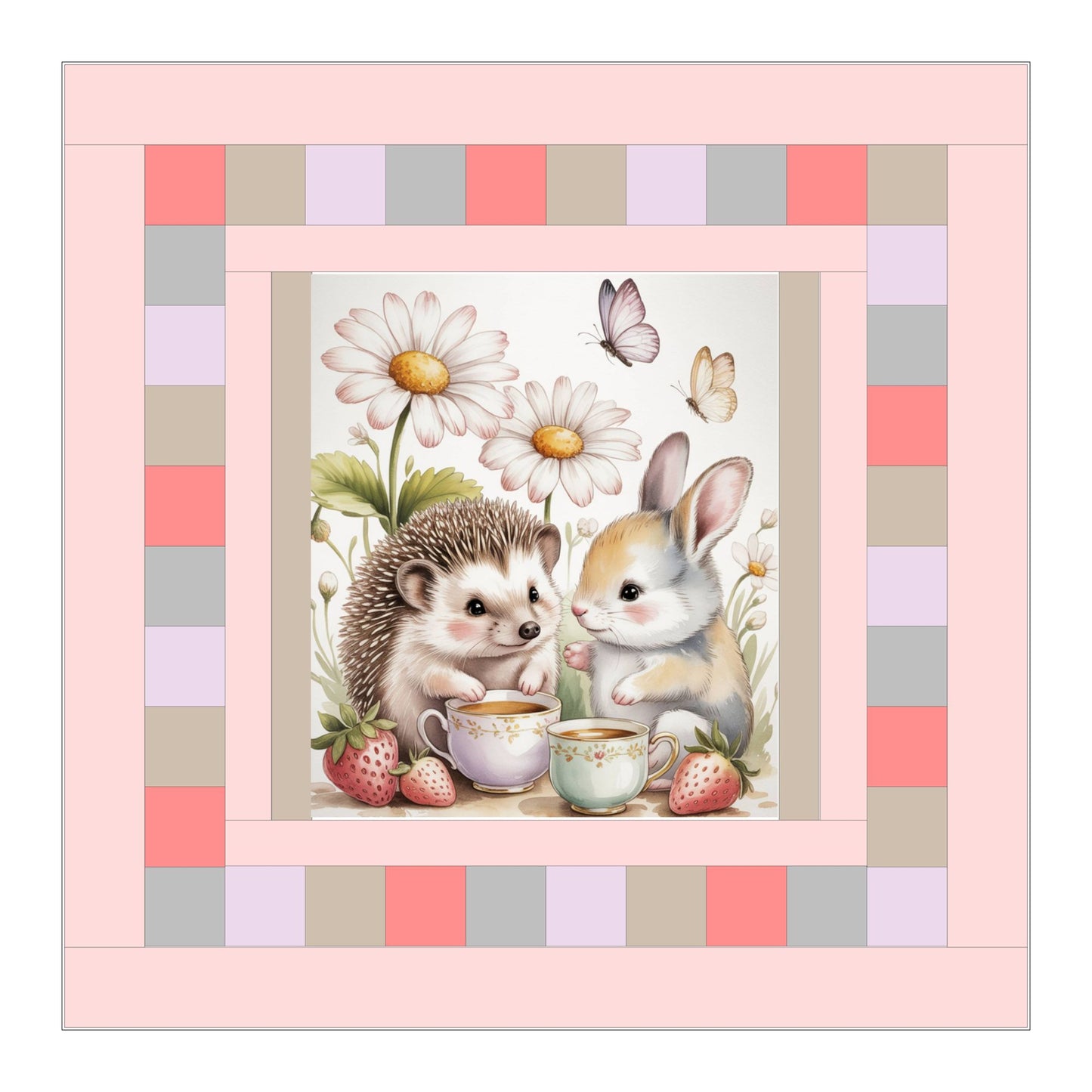 Tiny Tea Time Friends Baby Quilt Panel + Pattern