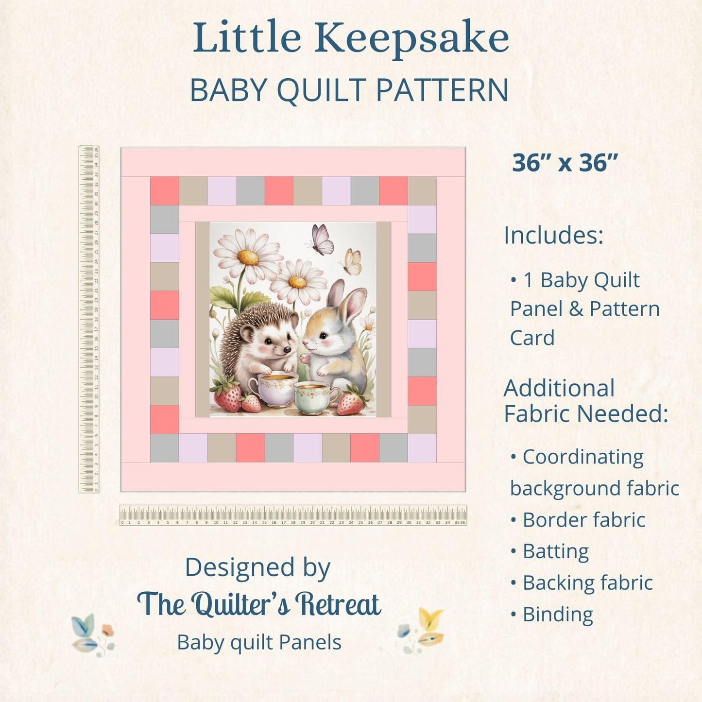 Tiny Tea Time Friends Baby Quilt Panel + Pattern