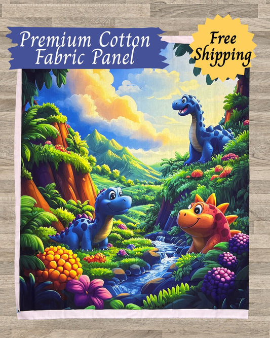 We Love Dinosaurs Quilt Panel – 36"x42" Colorful Fabric for Kids Quilts, Dinosaur Nursery Decor, Baby & Toddler Bedding