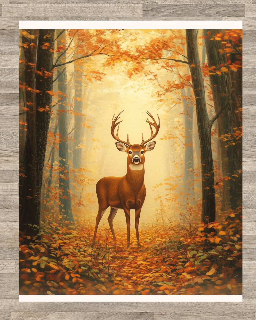 Autumn Deer Quilt Panel – Whimsical Fall Forest Design | 100% Cotton | 36" x 42"