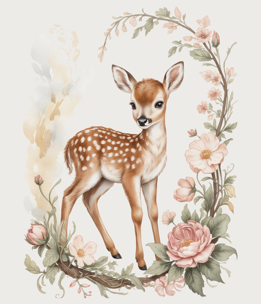Floral Fawn Baby Quilt Panel + Pattern
