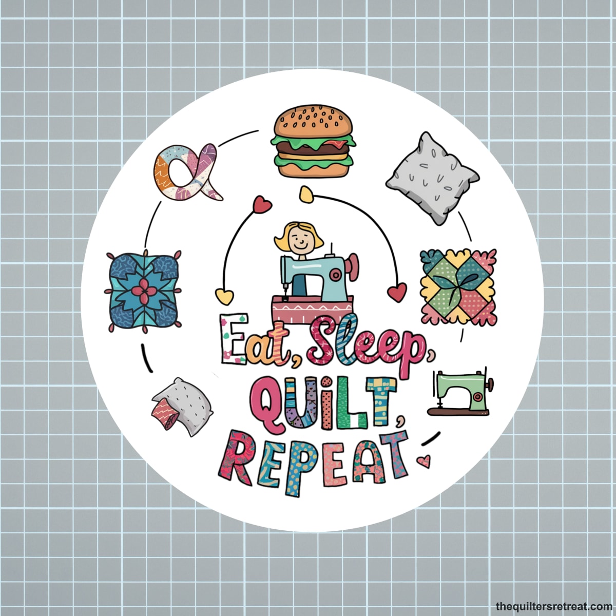 Eat Sleep Quilt Repeat Vinyl Sticker