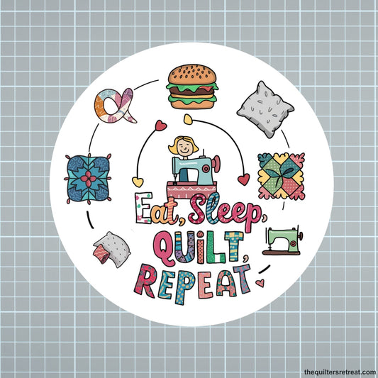 Eat Sleep Quilt Repeat Vinyl Sticker