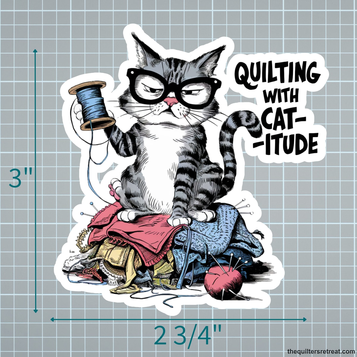 Quilting with Cat-itude Vinyl Sticker