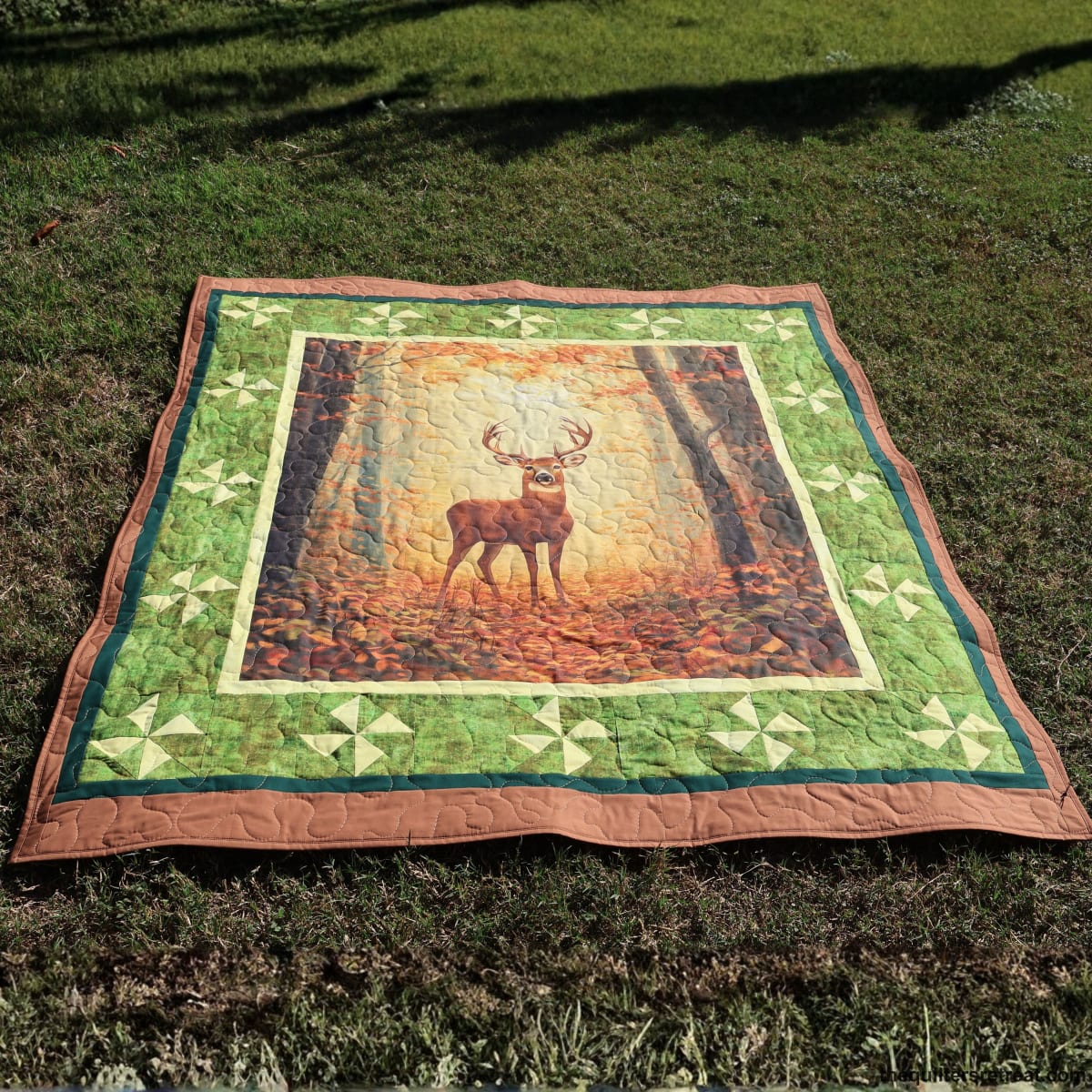 Autumn Deer Quilt Panel – Whimsical Fall Forest Design | 100% Cotton | 36" x 42"
