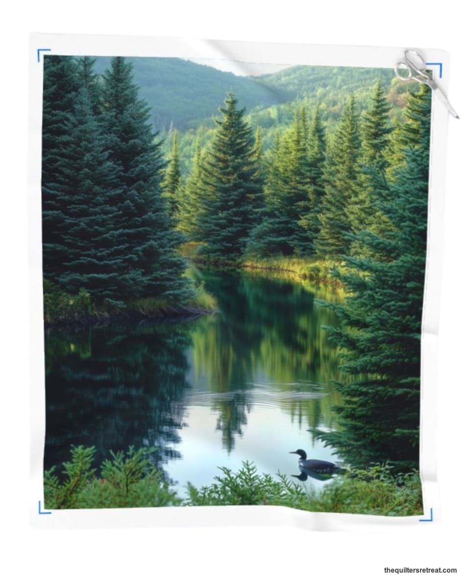 Balsam & Loon Lake Quilt Panel – Nature-Inspired Fabric Panel | 36" x 42"