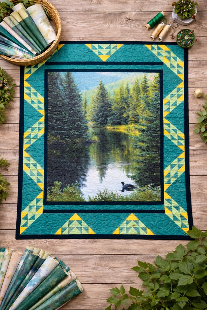 Balsam & Loon Lake Quilt Panel – Nature-Inspired Fabric Panel | 36" x 42"