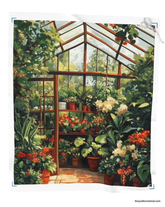The Secret Greenhouse Quilt Panel – 36” x 42” Nature-Inspired Fabric Panel with Pattern