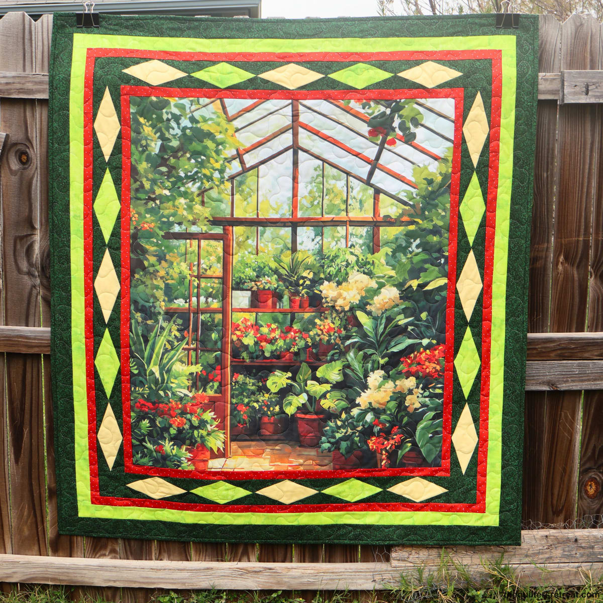 The Secret Greenhouse Quilt Panel – 36” x 42” Nature-Inspired Fabric Panel with Pattern