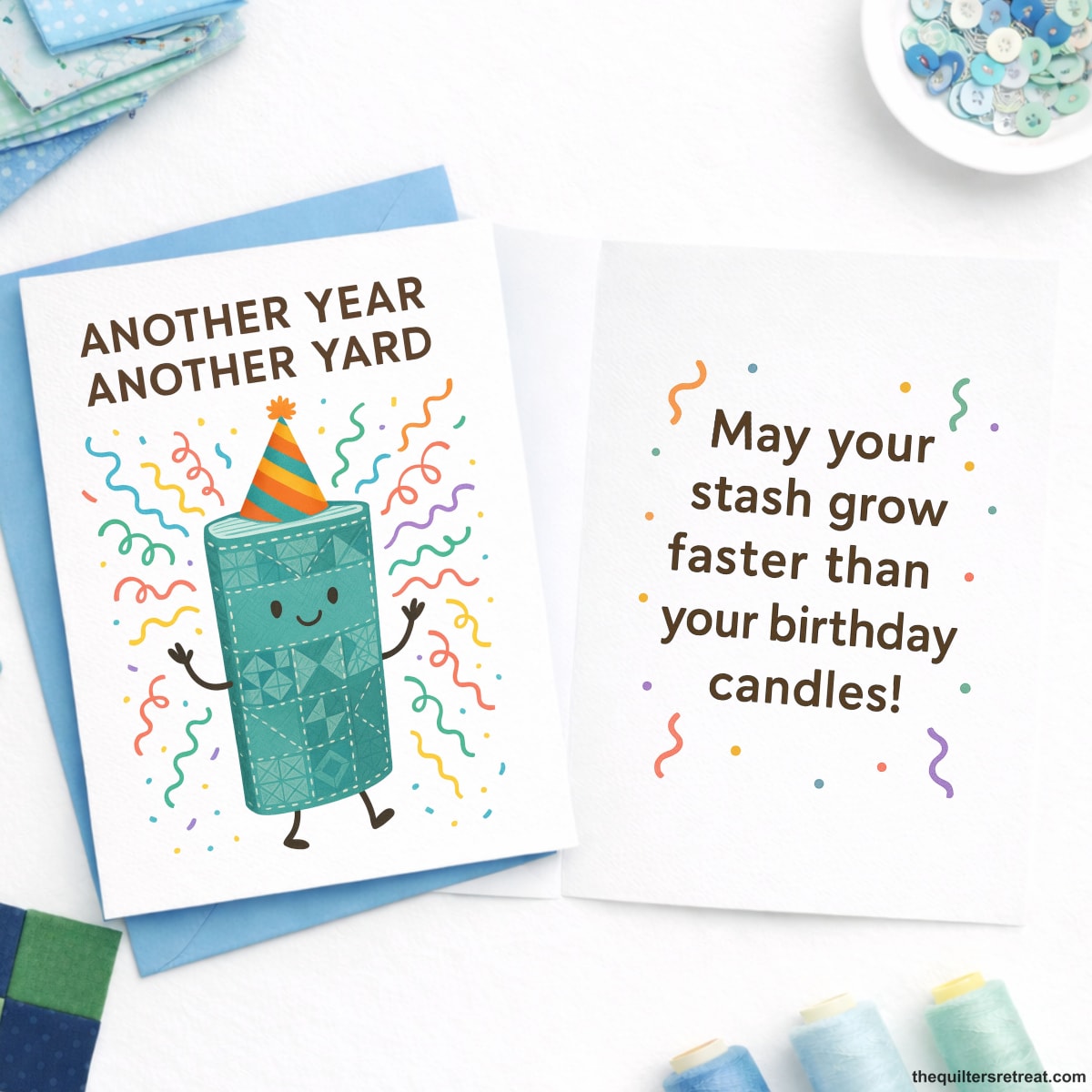Another Year, Another Yard – Birthday Card for Fabric Lovers and Quilters