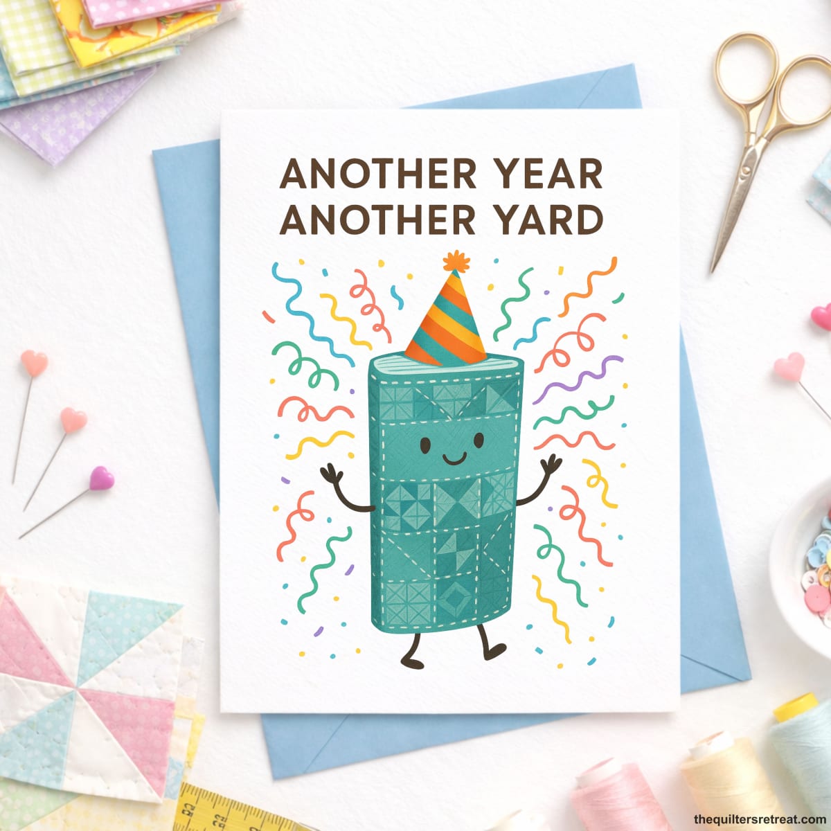 Another Year, Another Yard – Birthday Card for Fabric Lovers and Quilters