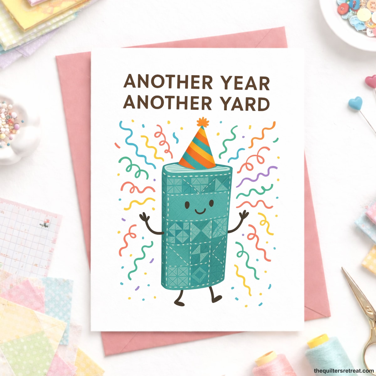Another Year, Another Yard – Birthday Card for Fabric Lovers and Quilters