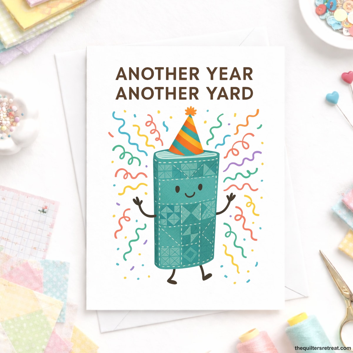 Another Year, Another Yard – Birthday Card for Fabric Lovers and Quilters