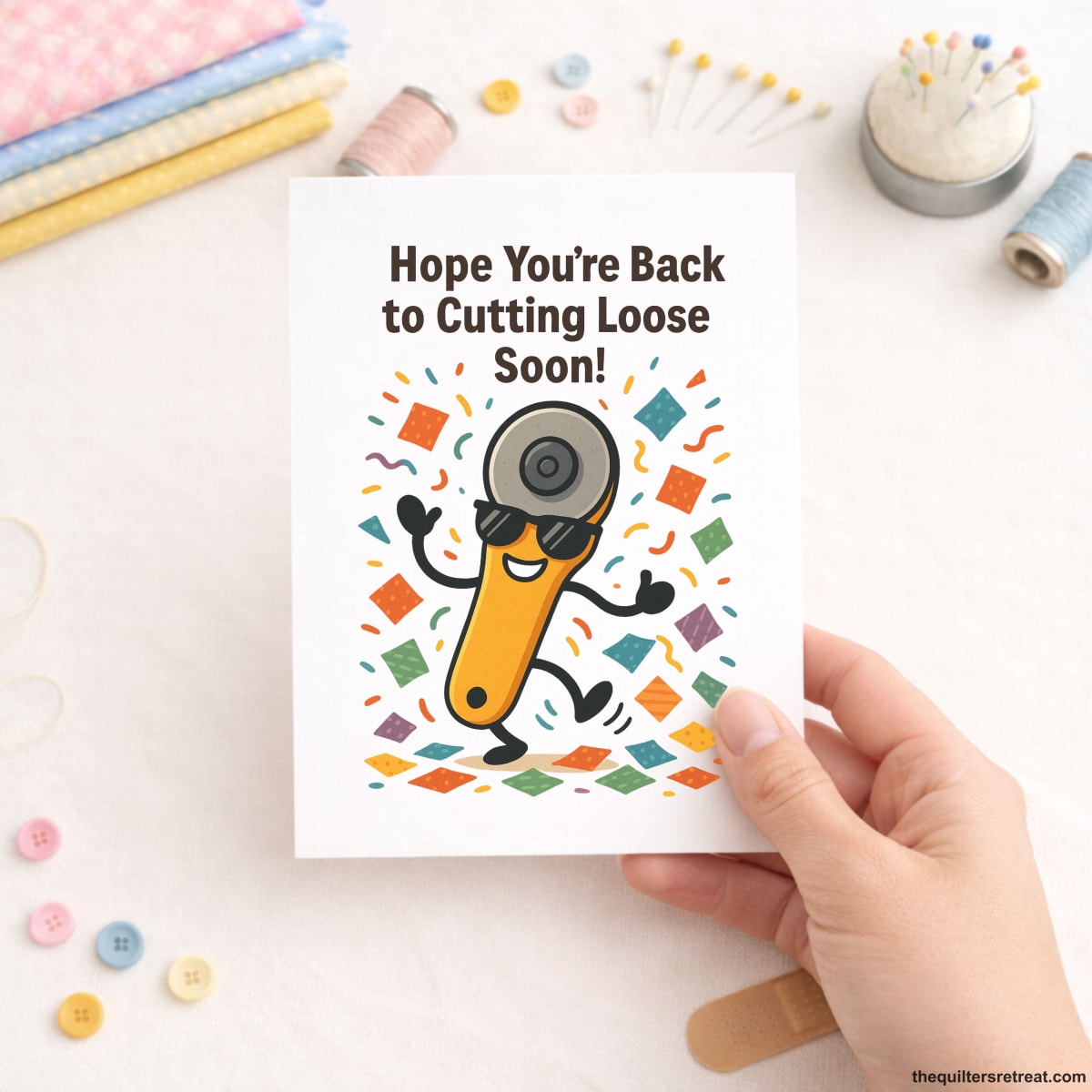 Hope You’re Back to Cutting Loose Soon – Funny Quilting Get Well Card