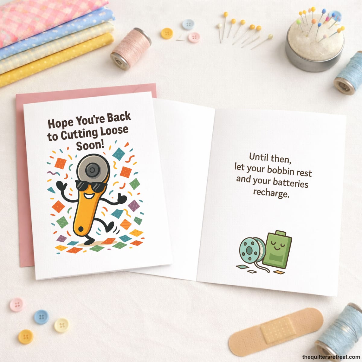 Hope You’re Back to Cutting Loose Soon – Funny Quilting Get Well Card