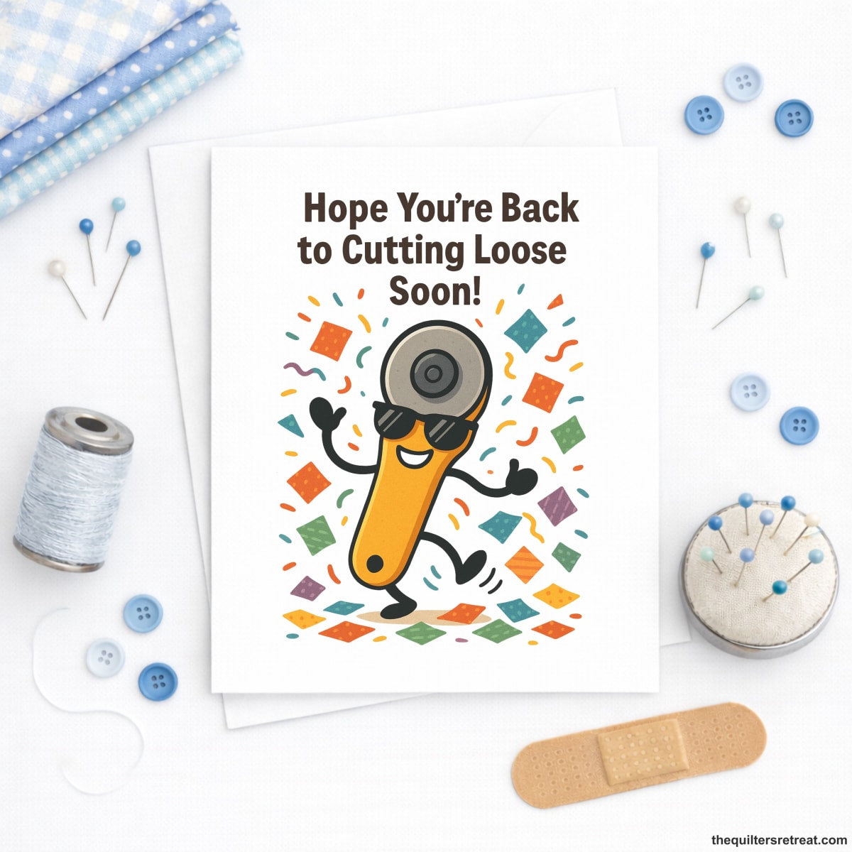 Hope You’re Back to Cutting Loose Soon – Funny Quilting Get Well Card