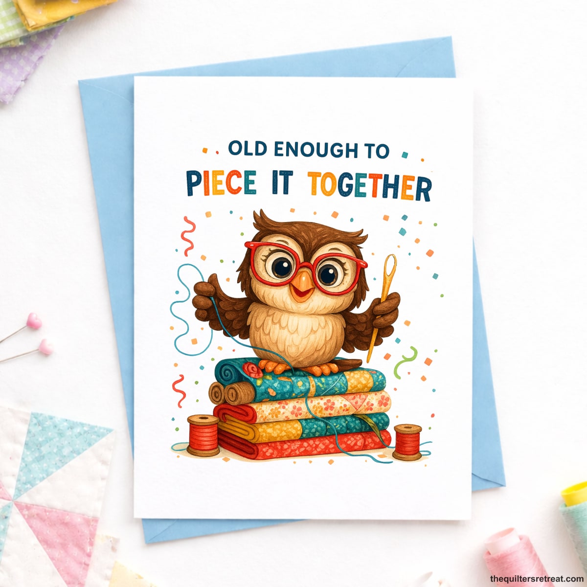 Old Enough to Piece It Together – Funny Quilting Birthday Card for Quilters