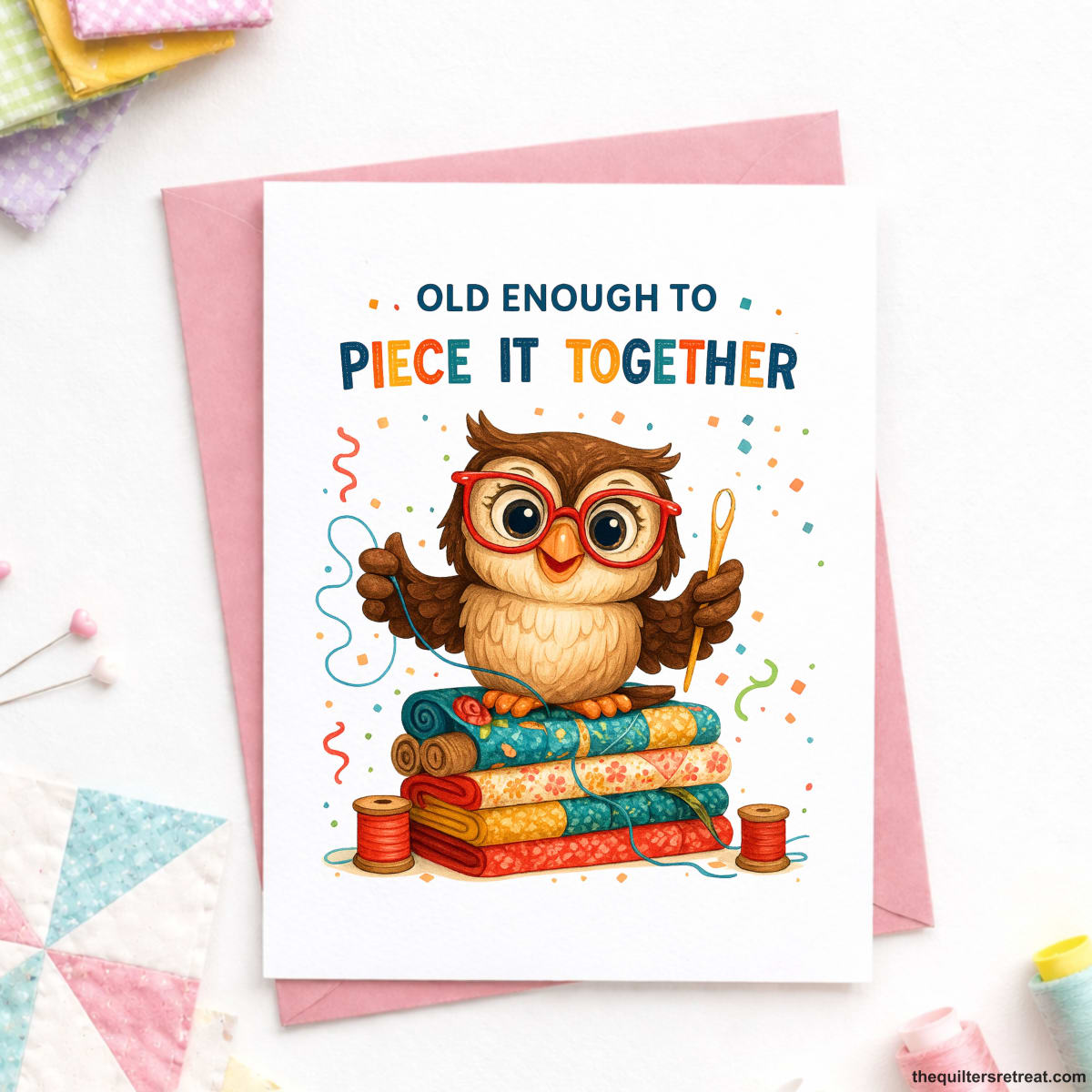Old Enough to Piece It Together – Funny Quilting Birthday Card for Quilters