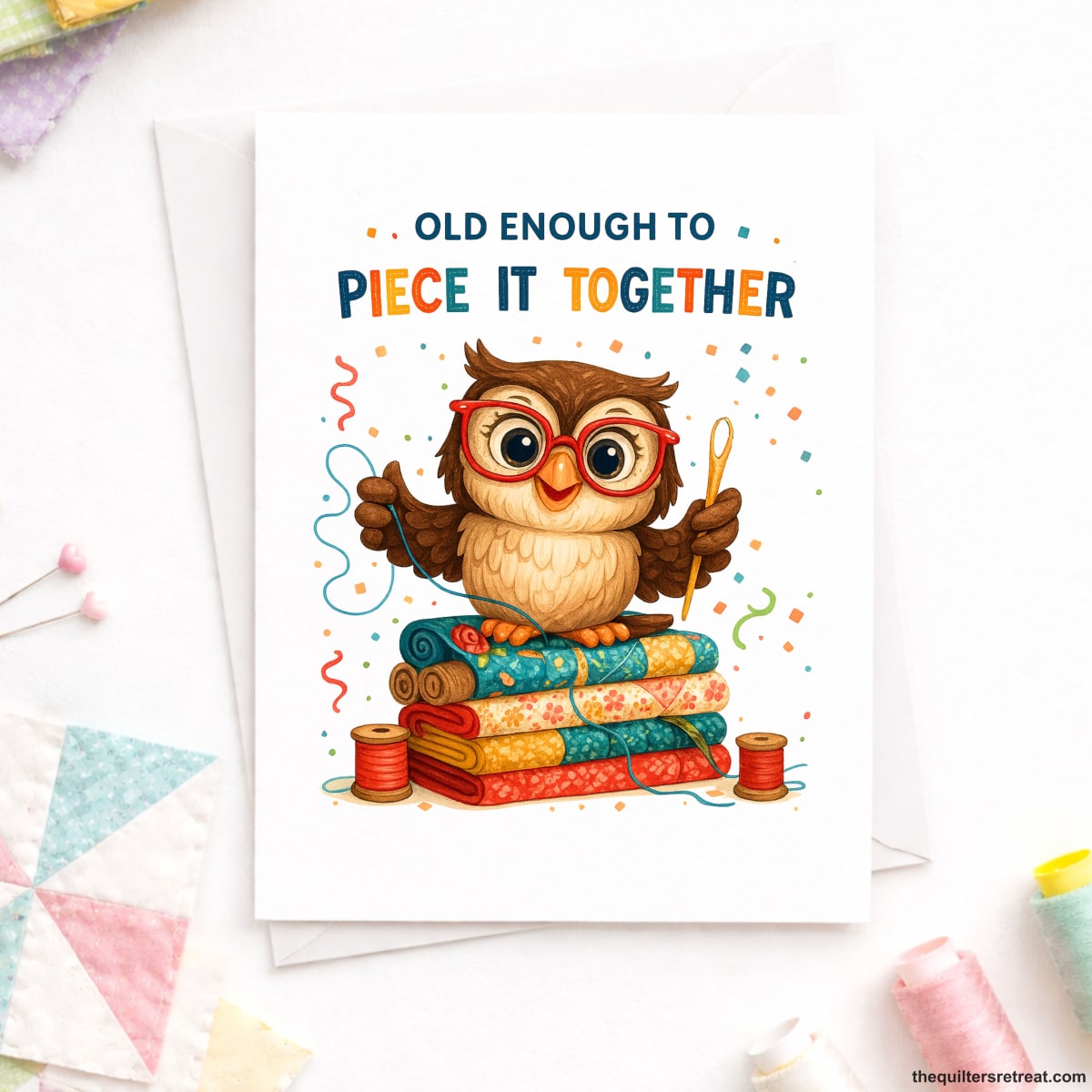 Old Enough to Piece It Together – Funny Quilting Birthday Card for Quilters
