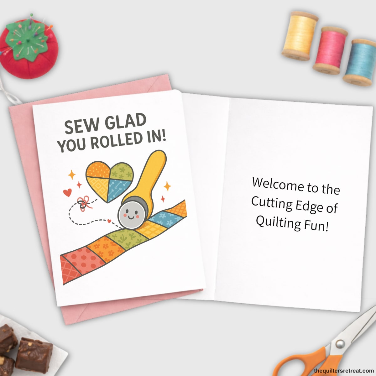Sew Glad You Rolled In – Quilting Bee Card for Quilting Bees and Sewing Circles