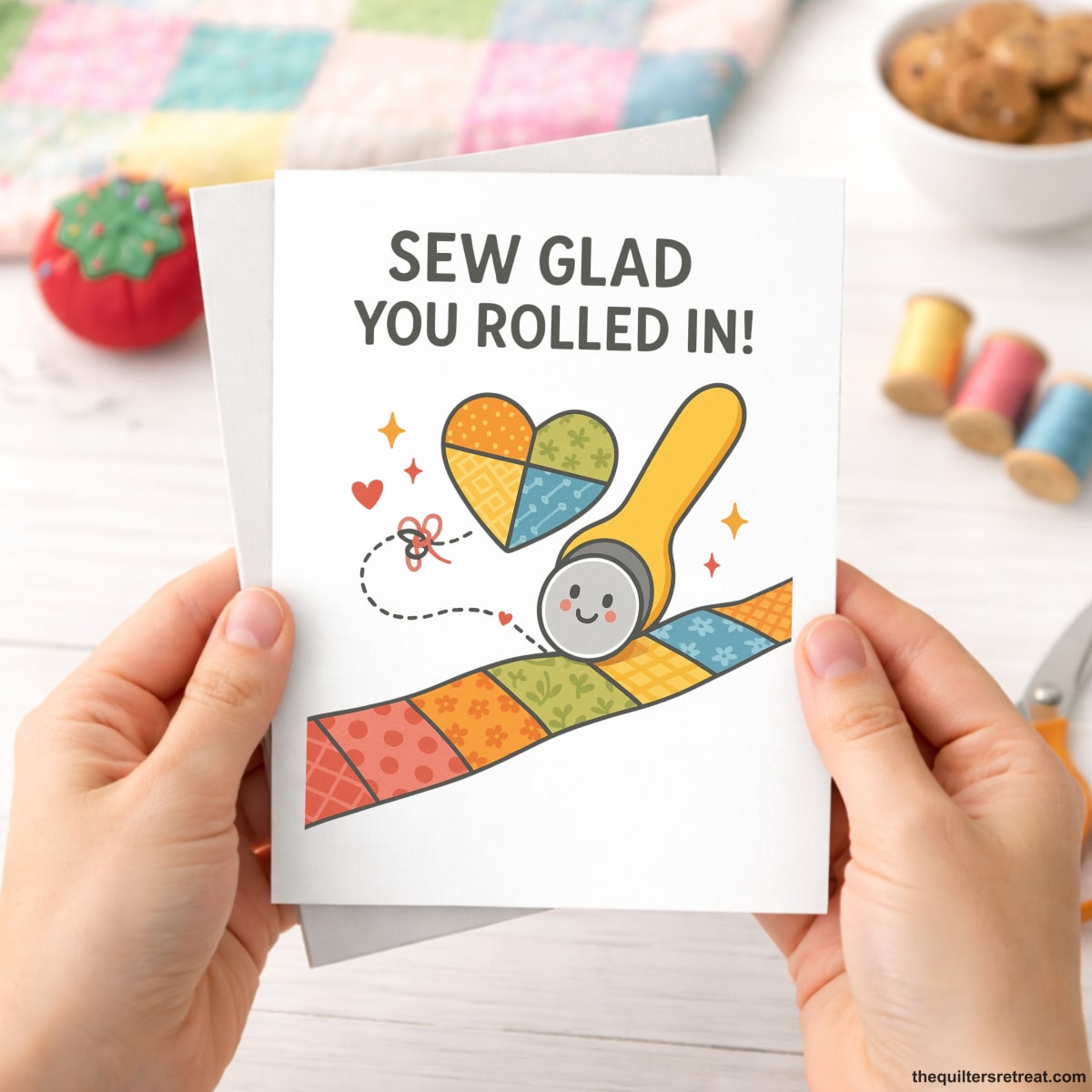 Sew Glad You Rolled In – Quilting Bee Card for Quilting Bees and Sewing Circles