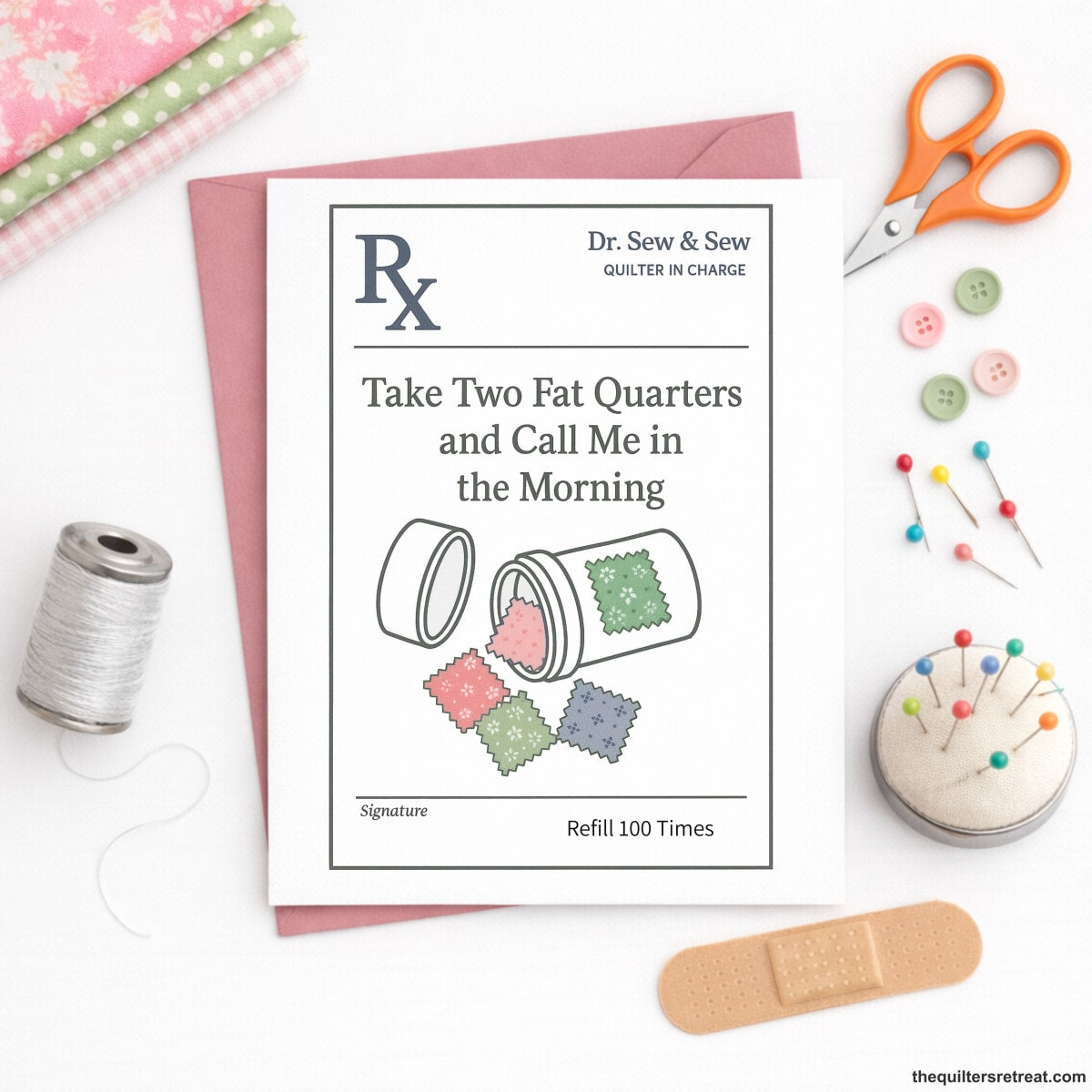 Take Two Fat Quarters and Call Me in the Morning – Quilting Get Well Card