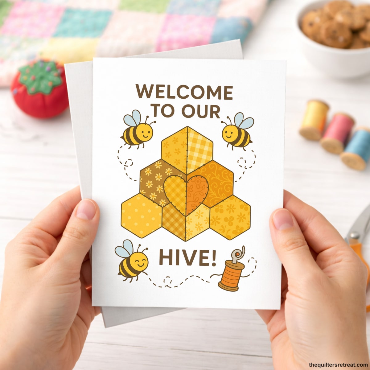 Welcome to our Hive – Quilting Bee Card for Quilting Bees and Sewing Circles