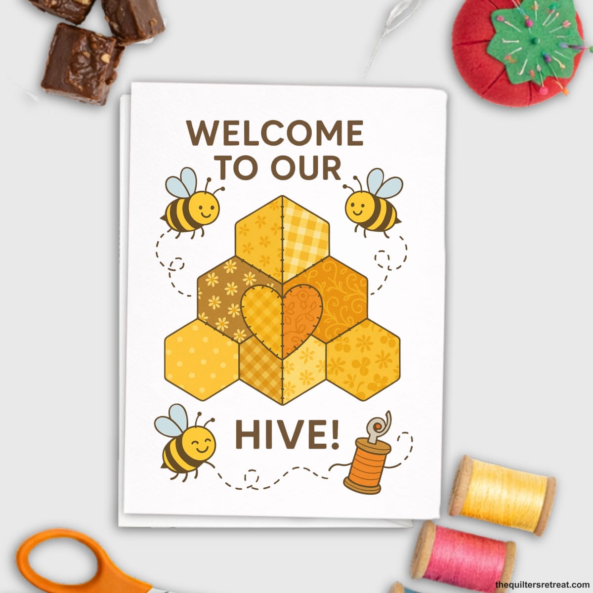 Welcome to our Hive – Quilting Bee Card for Quilting Bees and Sewing Circles
