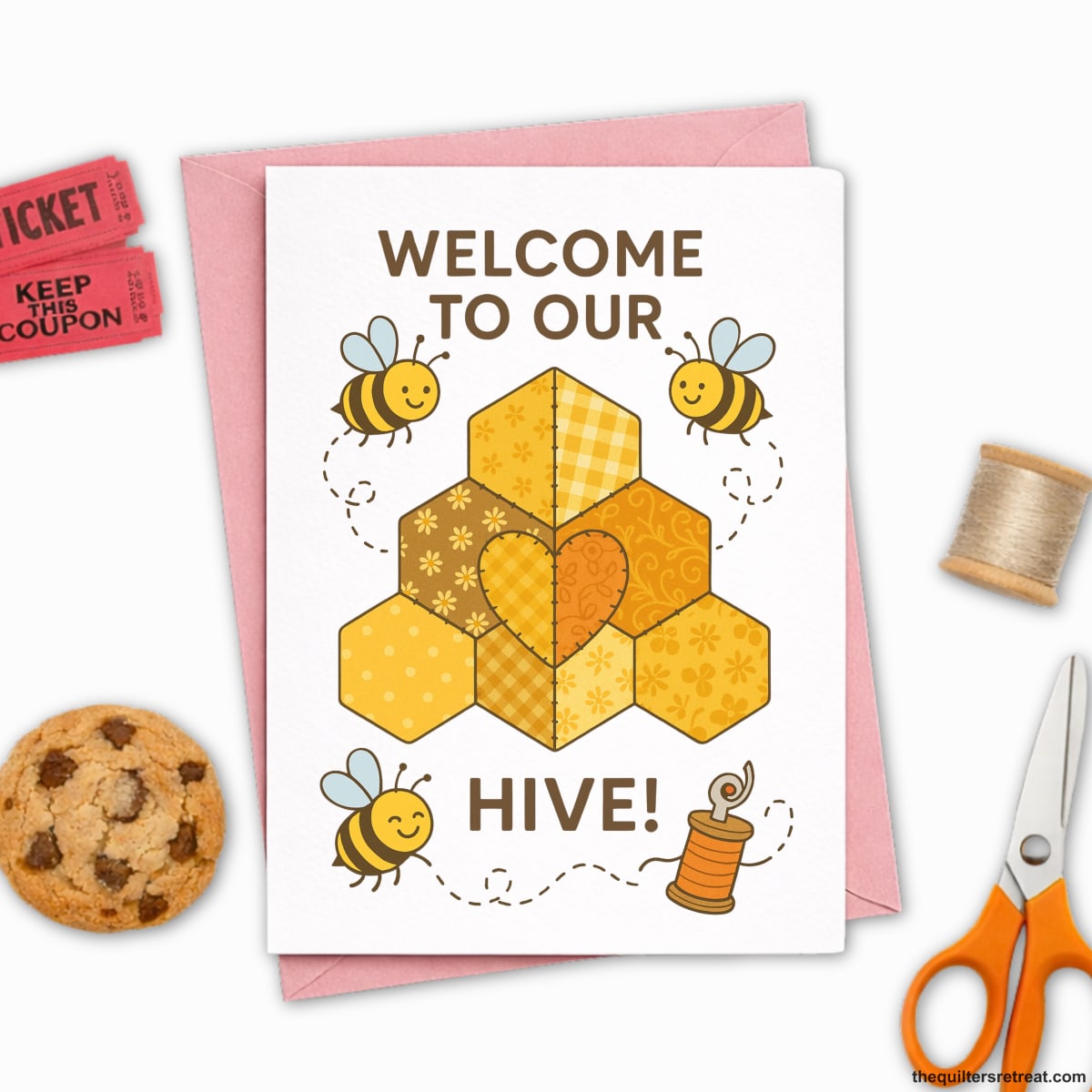 Welcome to our Hive – Quilting Bee Card for Quilting Bees and Sewing Circles