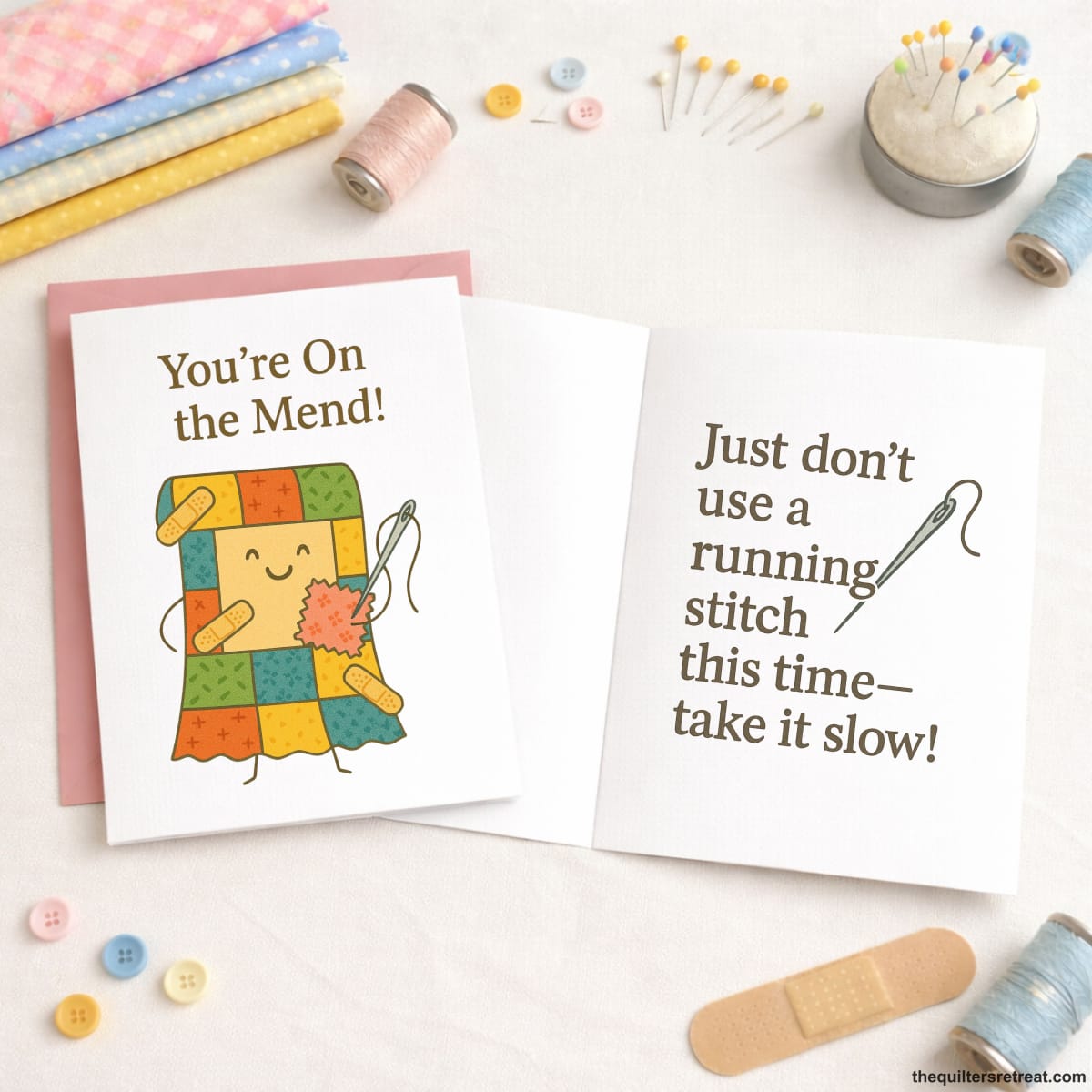 You’re On the Mend – Quilting Get Well Card for Fabric Lovers
