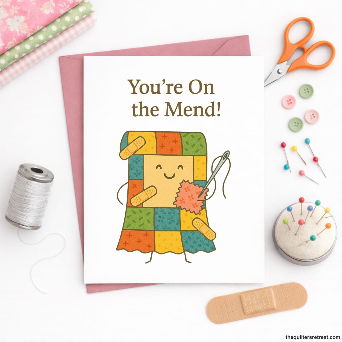 You’re On the Mend – Quilting Get Well Card for Fabric Lovers